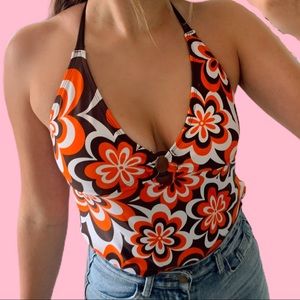 💝SOLD ON DEPOP 💖 70s Retro Floral Tankini